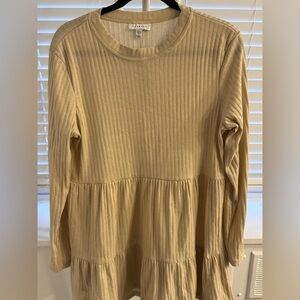 TOPSHOP Women's Long Sleeve Ribbed Peplum Top - Cream